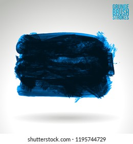 Blue brush stroke and texture. Grunge vector abstract hand - painted element. Underline and border design.