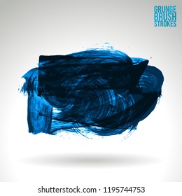 Blue brush stroke and texture. Grunge vector abstract hand - painted element. Underline and border design.