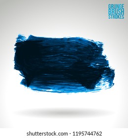 Blue brush stroke and texture. Grunge vector abstract hand - painted element. Underline and border design.