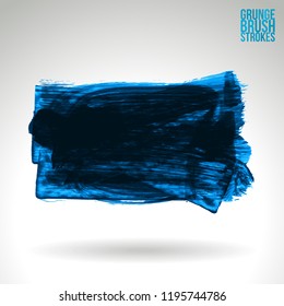 Blue brush stroke and texture. Grunge vector abstract hand - painted element. Underline and border design.