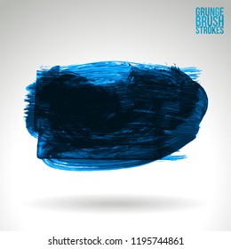 Blue brush stroke and texture. Grunge vector abstract hand - painted element. Underline and border design.