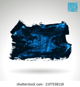 Blue brush stroke and texture. Grunge vector abstract hand - painted element. Underline and border design.