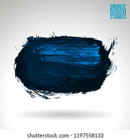 Blue brush stroke and texture. Grunge vector abstract hand - painted element. Underline and border design.
