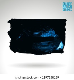 Blue brush stroke and texture. Grunge vector abstract hand - painted element. Underline and border design.