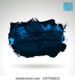 Blue brush stroke and texture. Grunge vector abstract hand - painted element. Underline and border design.