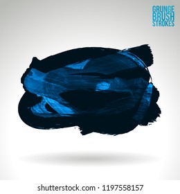 Blue brush stroke and texture. Grunge vector abstract hand - painted element. Underline and border design.