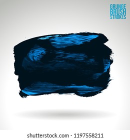 Blue brush stroke and texture. Grunge vector abstract hand - painted element. Underline and border design.