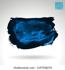 Blue brush stroke and texture. Grunge vector abstract hand - painted element. Underline and border design.