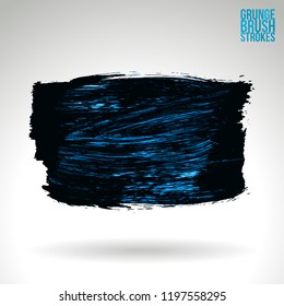 Blue brush stroke and texture. Grunge vector abstract hand - painted element. Underline and border design.
