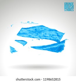 Blue brush stroke and texture. Grunge vector abstract hand - painted element. Underline and border design.