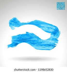 Blue brush stroke and texture. Grunge vector abstract hand - painted element. Underline and border design.