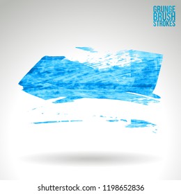 Blue brush stroke and texture. Grunge vector abstract hand - painted element. Underline and border design.
