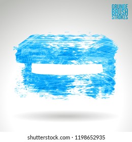 Blue brush stroke and texture. Grunge vector abstract hand - painted element. Underline and border design.