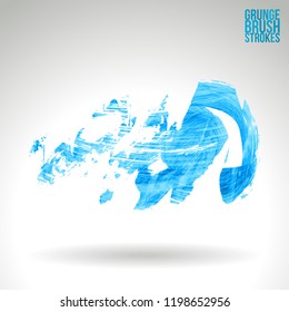 Blue brush stroke and texture. Grunge vector abstract hand - painted element. Underline and border design.