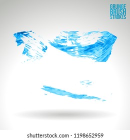 Blue brush stroke and texture. Grunge vector abstract hand - painted element. Underline and border design.