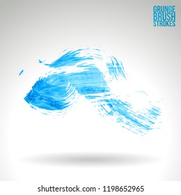 Blue brush stroke and texture. Grunge vector abstract hand - painted element. Underline and border design.