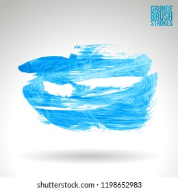 Blue brush stroke and texture. Grunge vector abstract hand - painted element. Underline and border design.