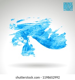 Blue brush stroke and texture. Grunge vector abstract hand - painted element. Underline and border design.