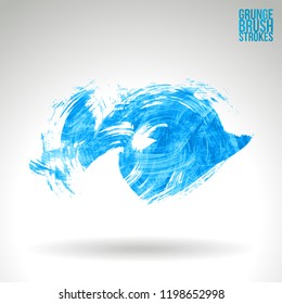 Blue brush stroke and texture. Grunge vector abstract hand - painted element. Underline and border design.