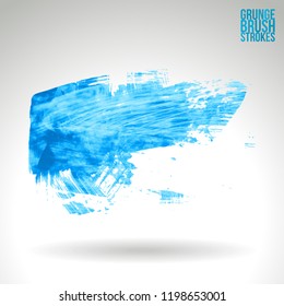 Blue brush stroke and texture. Grunge vector abstract hand - painted element. Underline and border design.