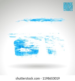 Blue brush stroke and texture. Grunge vector abstract hand - painted element. Underline and border design.