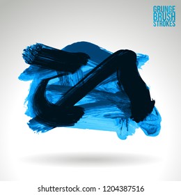 Blue brush stroke and texture. Grunge vector abstract hand - painted element. Underline and border design.