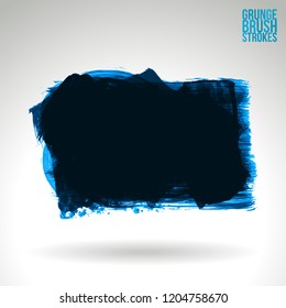 Blue brush stroke and texture. Grunge vector abstract hand - painted element. Underline and border design.