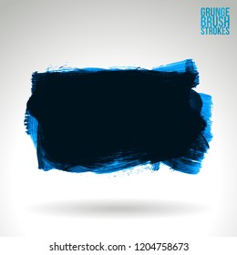 Blue brush stroke and texture. Grunge vector abstract hand - painted element. Underline and border design.