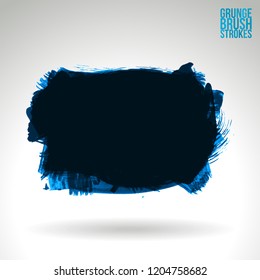 Blue brush stroke and texture. Grunge vector abstract hand - painted element. Underline and border design.
