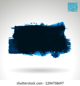 Blue brush stroke and texture. Grunge vector abstract hand - painted element. Underline and border design.