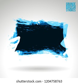 Blue brush stroke and texture. Grunge vector abstract hand - painted element. Underline and border design.