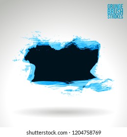 Blue brush stroke and texture. Grunge vector abstract hand - painted element. Underline and border design.