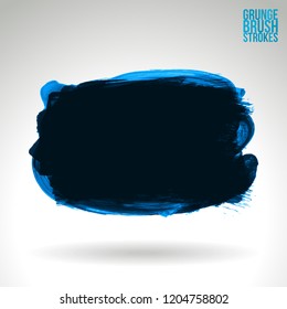 Blue brush stroke and texture. Grunge vector abstract hand - painted element. Underline and border design.