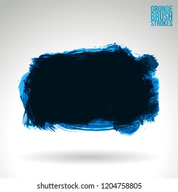 Blue brush stroke and texture. Grunge vector abstract hand - painted element. Underline and border design.