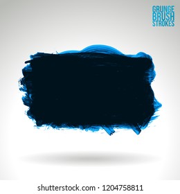 Blue brush stroke and texture. Grunge vector abstract hand - painted element. Underline and border design.
