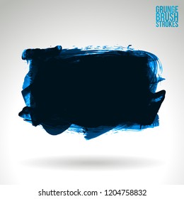 Blue brush stroke and texture. Grunge vector abstract hand - painted element. Underline and border design.