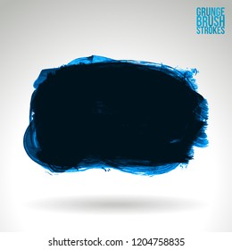 Blue brush stroke and texture. Grunge vector abstract hand - painted element. Underline and border design.