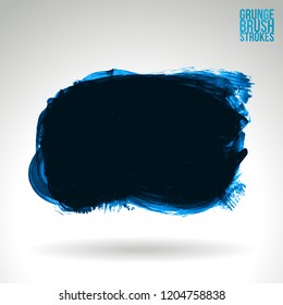 Blue brush stroke and texture. Grunge vector abstract hand - painted element. Underline and border design.