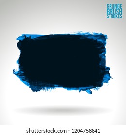 Blue brush stroke and texture. Grunge vector abstract hand - painted element. Underline and border design.