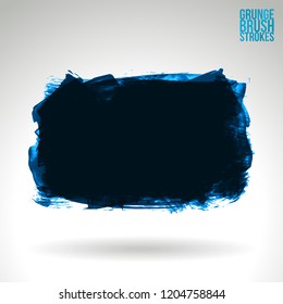 Blue brush stroke and texture. Grunge vector abstract hand - painted element. Underline and border design.