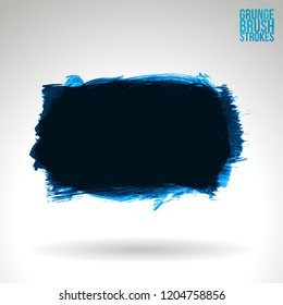 Blue brush stroke and texture. Grunge vector abstract hand - painted element. Underline and border design.