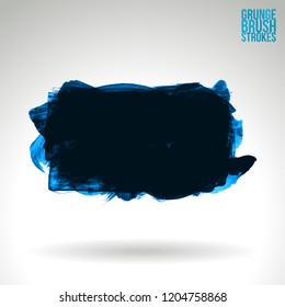 Blue brush stroke and texture. Grunge vector abstract hand - painted element. Underline and border design.