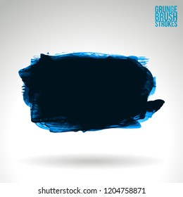 Blue brush stroke and texture. Grunge vector abstract hand - painted element. Underline and border design.