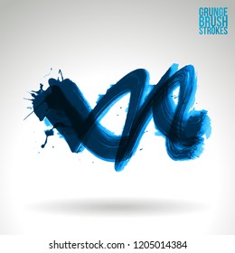 Blue brush stroke and texture. Grunge vector abstract hand - painted element. Underline and border design.