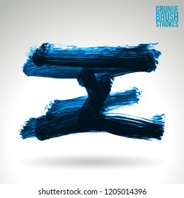 Blue brush stroke and texture. Grunge vector abstract hand - painted element. Underline and border design.