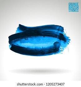 Blue brush stroke and texture. Grunge vector abstract hand - painted element. Underline and border design.