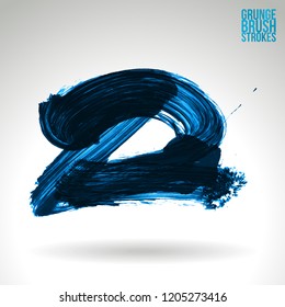 Blue brush stroke and texture. Grunge vector abstract hand - painted element. Underline and border design.