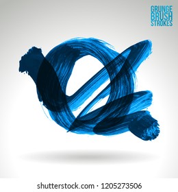 Blue brush stroke and texture. Grunge vector abstract hand - painted element. Underline and border design.