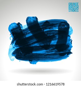 Blue brush stroke and texture. Grunge vector abstract hand - painted element. Underline and border design.