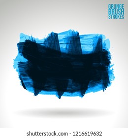 Blue brush stroke and texture. Grunge vector abstract hand - painted element. Underline and border design.